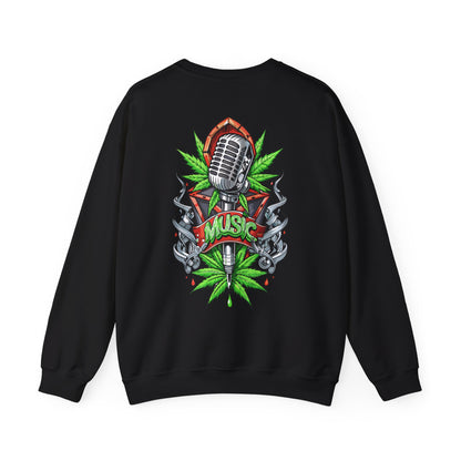 Music Microphone — Retro Mic & Leaf Graphic Sweatshirt