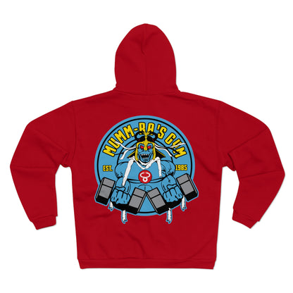 Vintage Gym Monster Unisex Hooded Zip Sweatshirt - Retro Fitness Hoodie