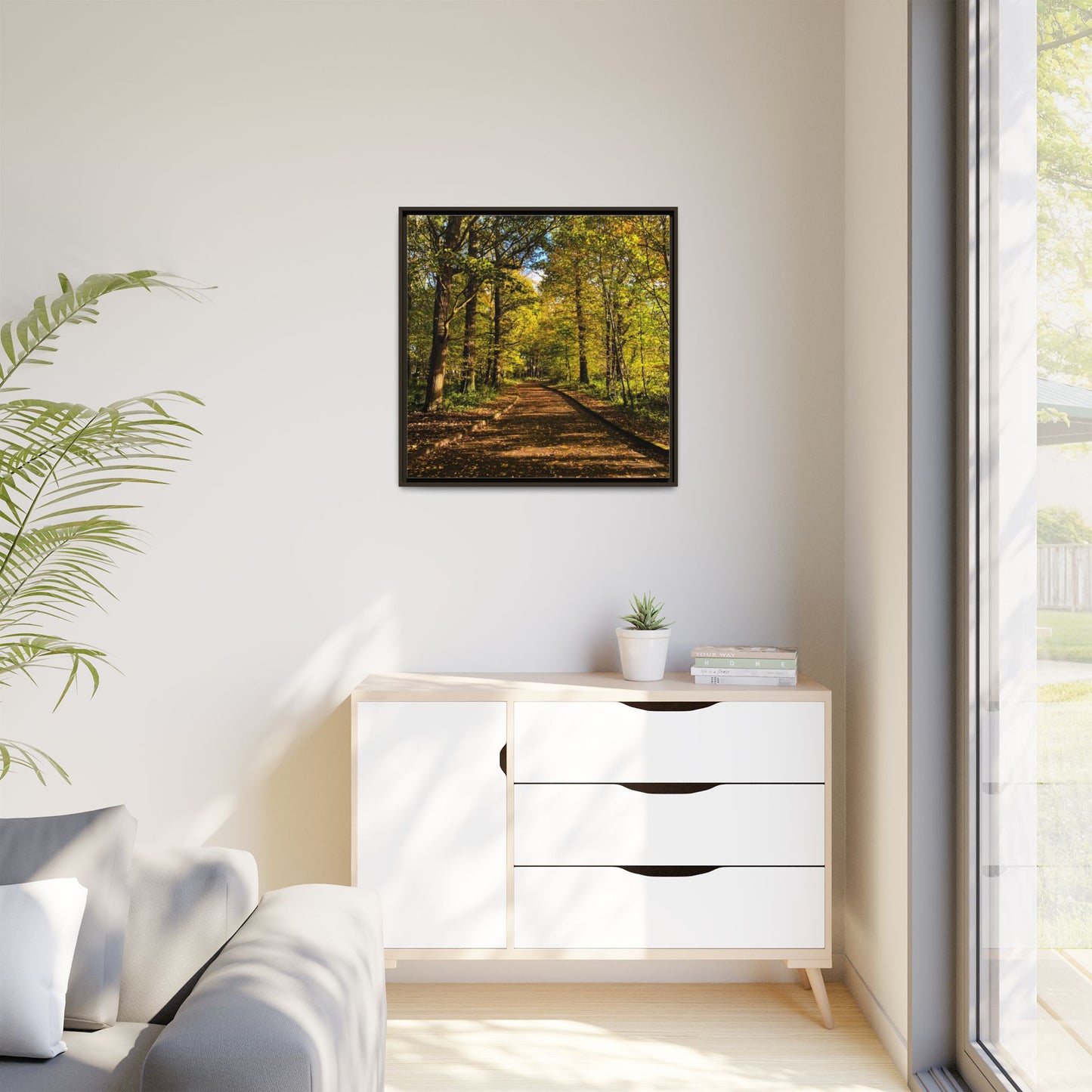 Listowel Town Park Autumn Matte Canvas, Framed (Multi-color)