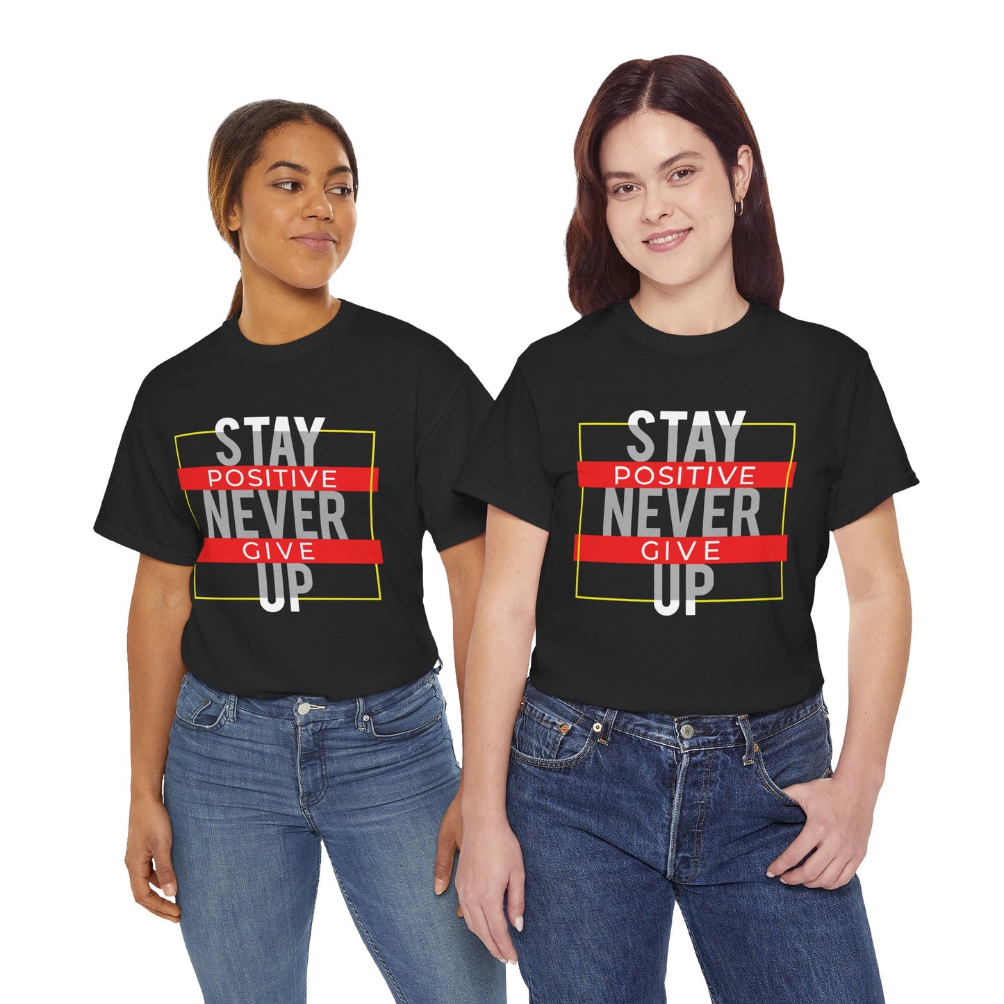 Stay Positive Unisex Heavy Cotton Tee - Motivational Graphic T-Shirt