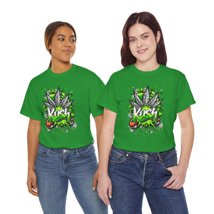 Kush Graffiti T-Shirt — Green Cannabis Leaf Street Art Tee