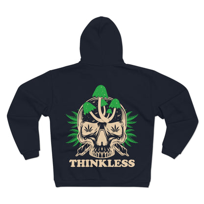 Mushroom Skull 'THINKLESS'  Zip Hoodie