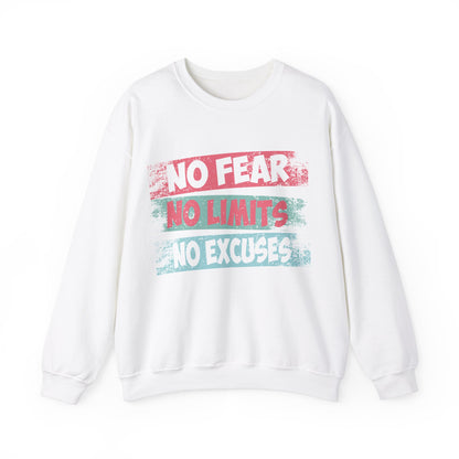 Motivational Crewneck Sweatshirt - No Fear, No Limits, No Excuses