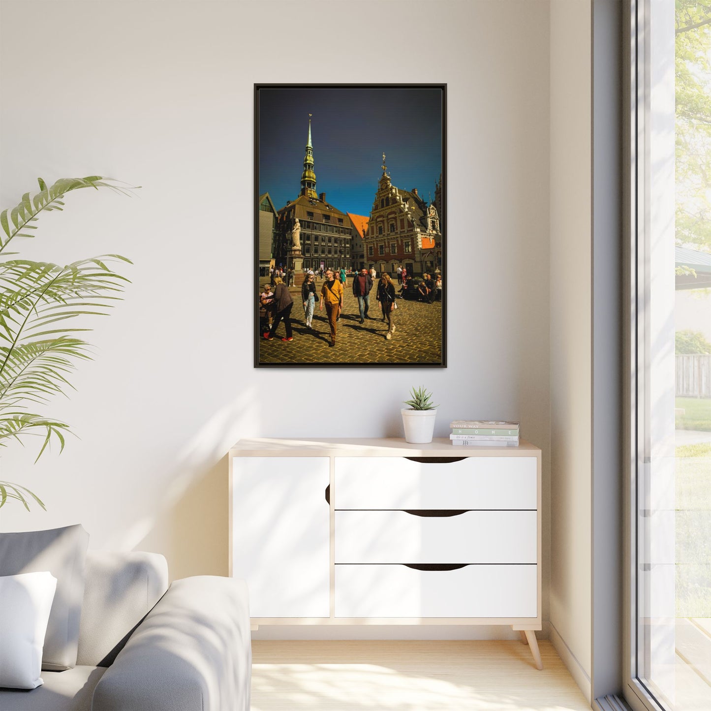 Riga Old Town Matte Canvas, Framed (Multi-color)