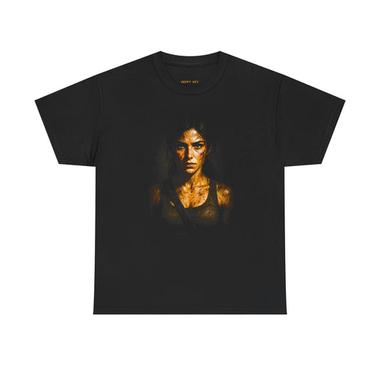 Portrait Tee — Gritty Golden Woman Art T-Shirt