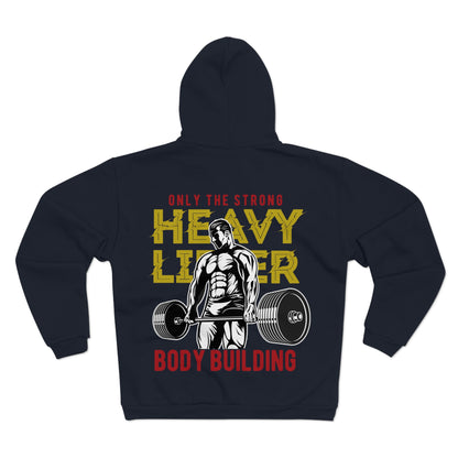 Unisex Heavy Lifter Zip Hoodie - Bold Bodybuilding Design