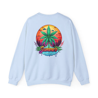 Summer Cannabis Leaf Swaetshirt – Retro Tropical Sunset
