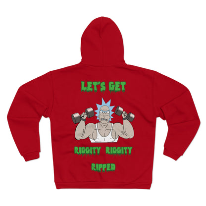 Funny Fitness Unisex Hooded Zip Sweatshirt - "Let's Get Riggity Ripped"