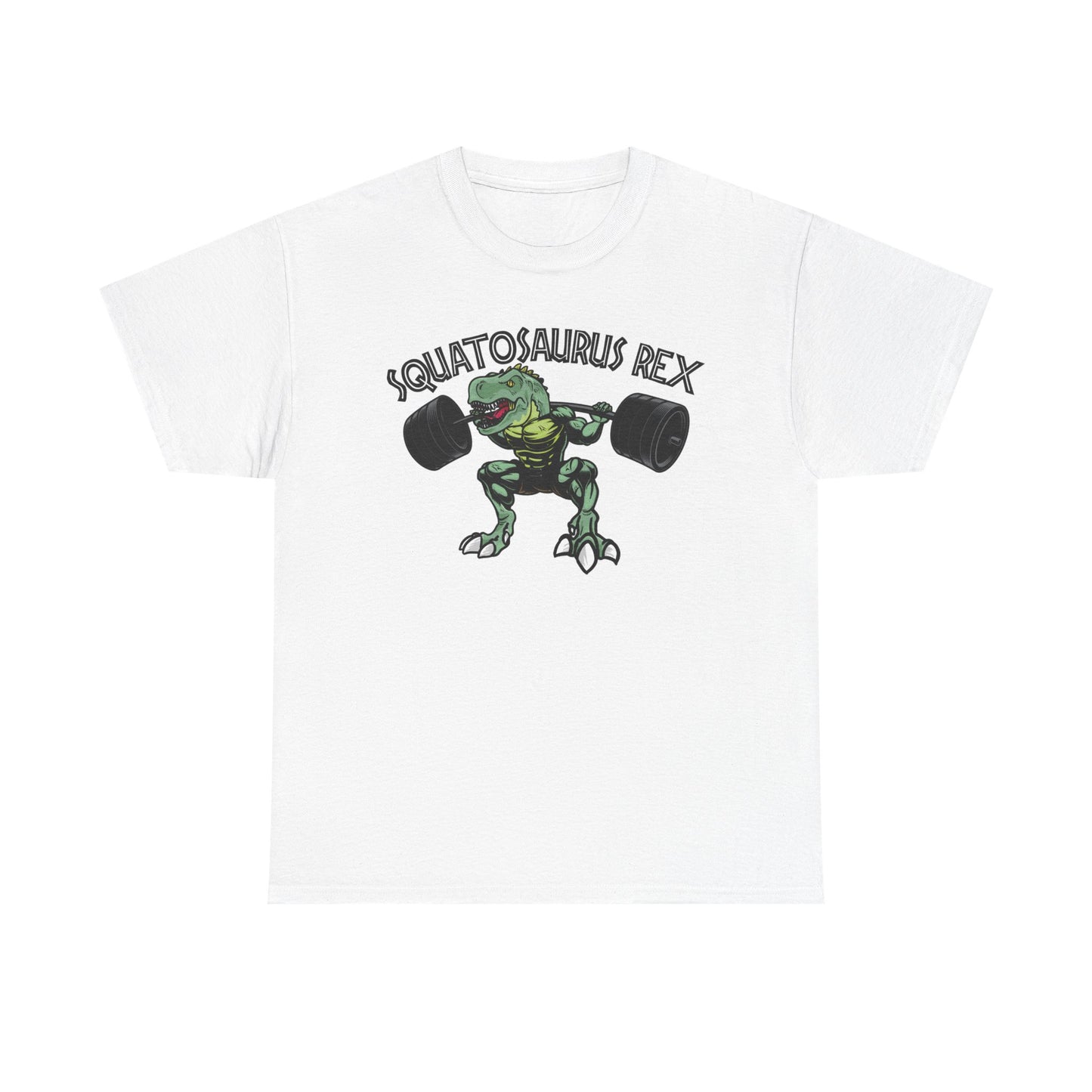 Squatosaurus Rex Heavy Cotton Tee - Fun Gym Shirt for Fitness Enthusiasts