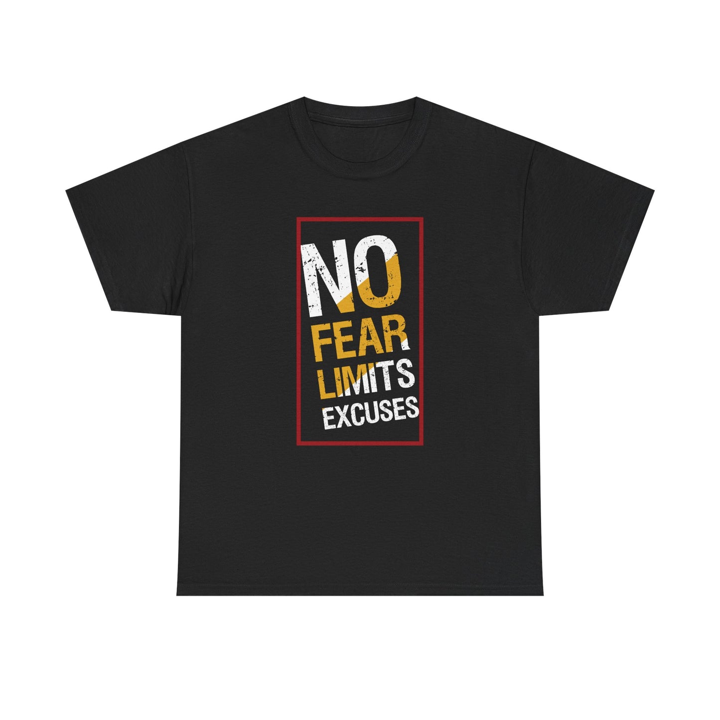 Motivational Unisex Heavy Cotton Tee - "No Fear, No Limits, No Excuses"