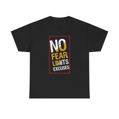 Motivational Unisex Heavy Cotton Tee - "No Fear, No Limits, No Excuses"