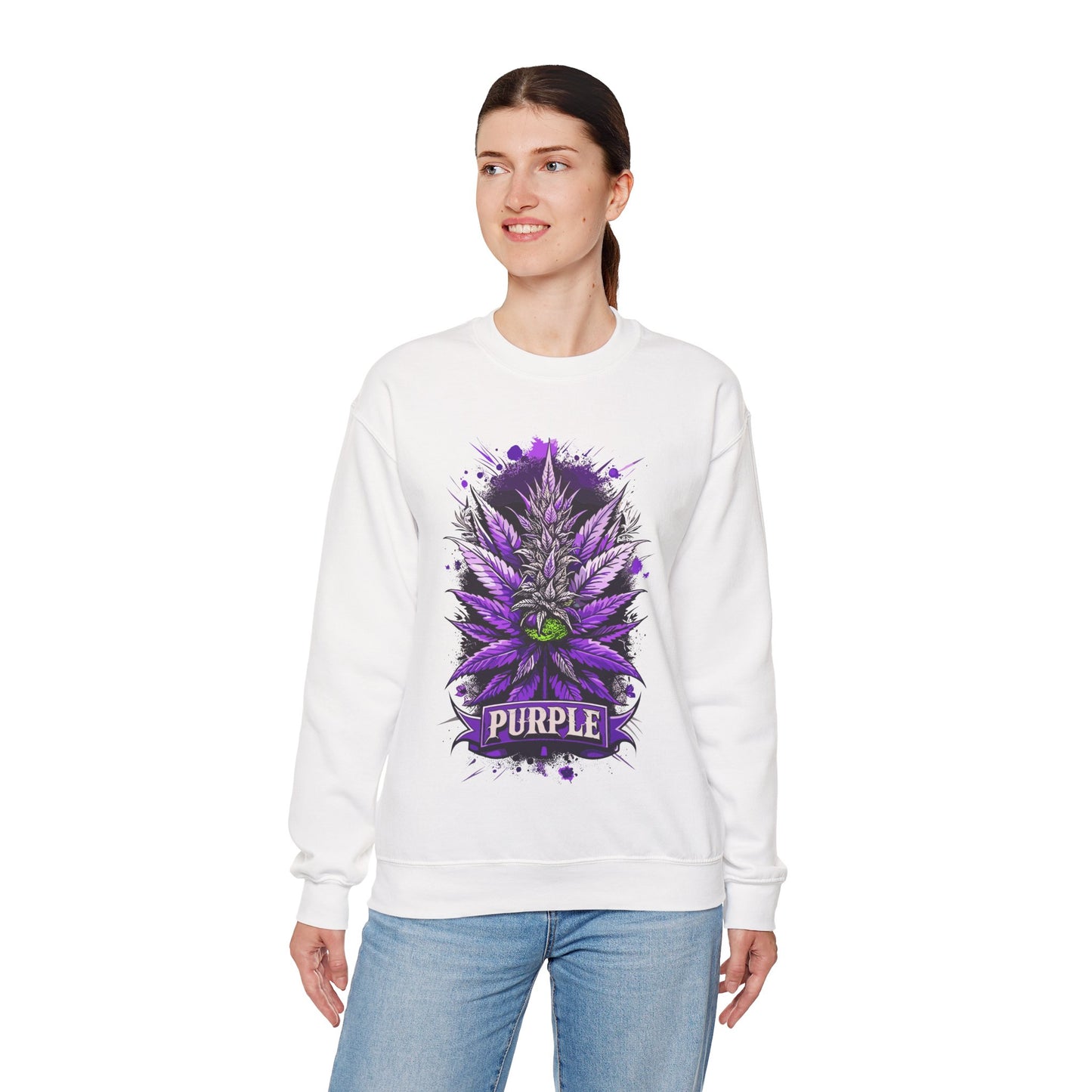 Purple Cannabis Bud Sweatshirt — Bold Psychedelic Marijuana Graphic