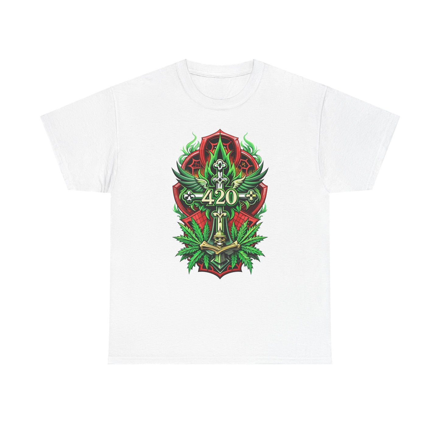 420 Cannabis Shield T-Shirt – Marijuana Leaf Stoner Graphic Tee