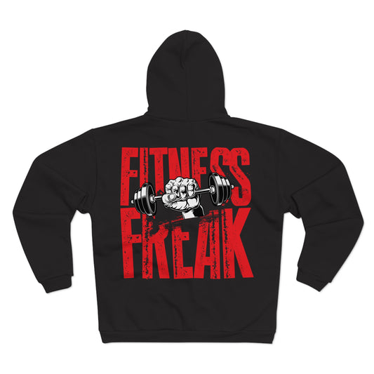 Fitness Freak Unisex Hooded Zip Sweatshirt - Bold Gym Style for Fitness Enthusiasts
