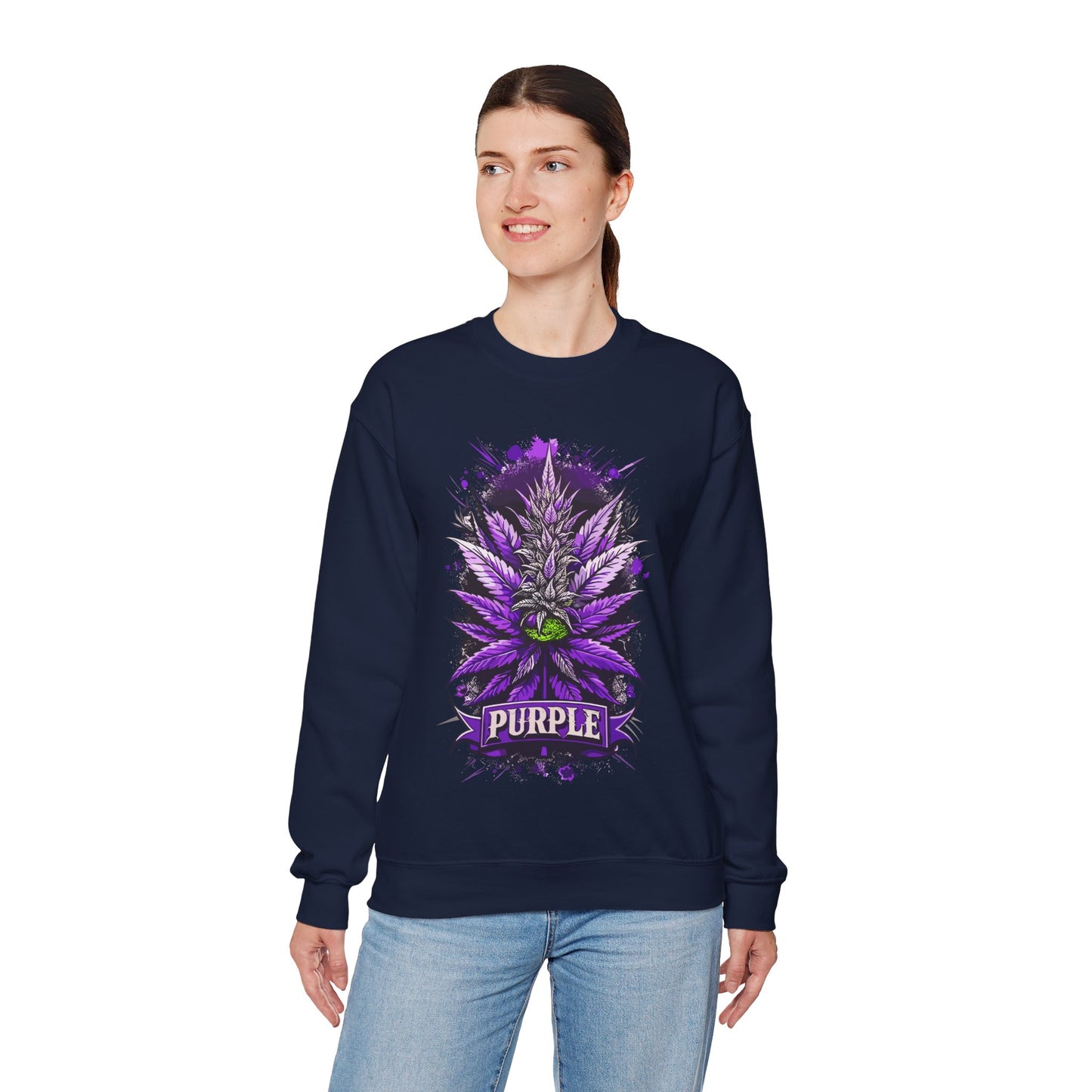 Purple Cannabis Bud Sweatshirt — Bold Psychedelic Marijuana Graphic