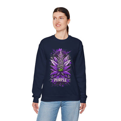 Purple Cannabis Bud Sweatshirt — Bold Psychedelic Marijuana Graphic