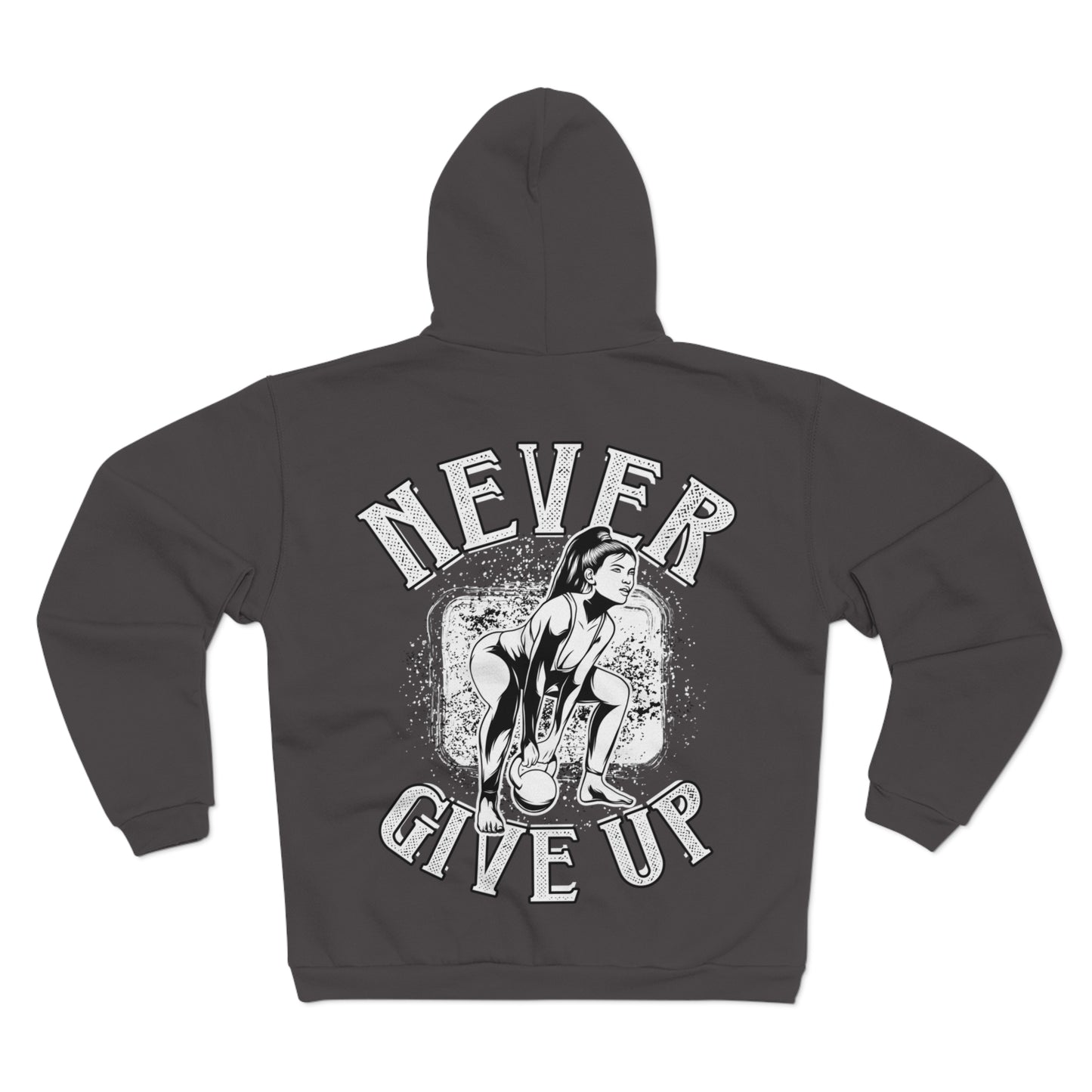 Motivational Unisex Hooded Zip Sweatshirt - 'Never Give Up'