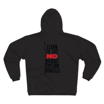No Excuses Unisex Hooded Zip Sweatshirt – Empowering Design