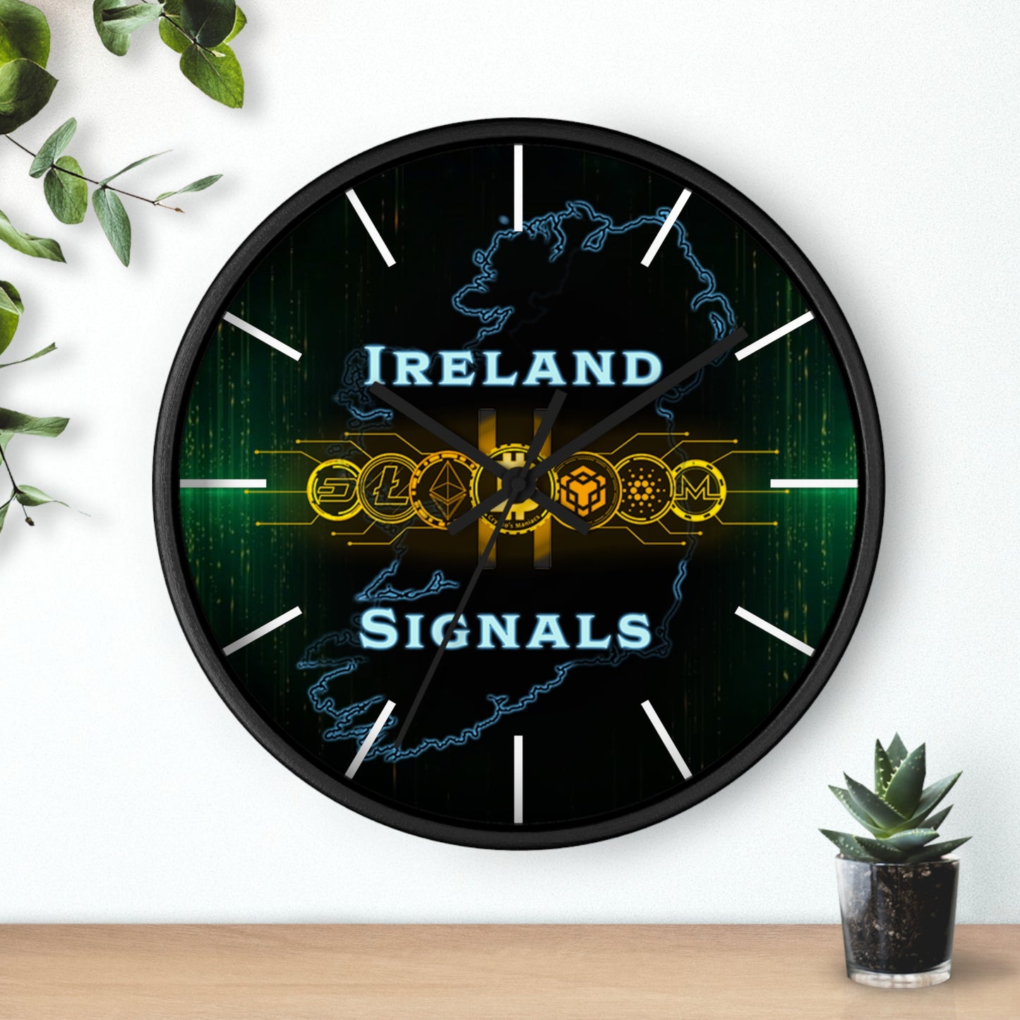 Ireland Signals Wall Clock — Celtic Tech Map Decorative Clock