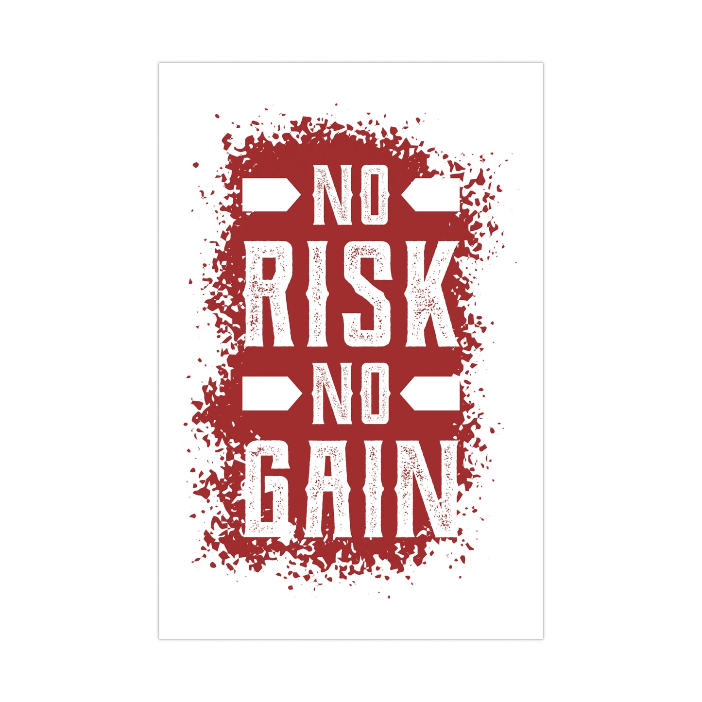 Motivational Matte Poster - "No Risk No Gain" Wall Art for Home Gym & Office Decoration