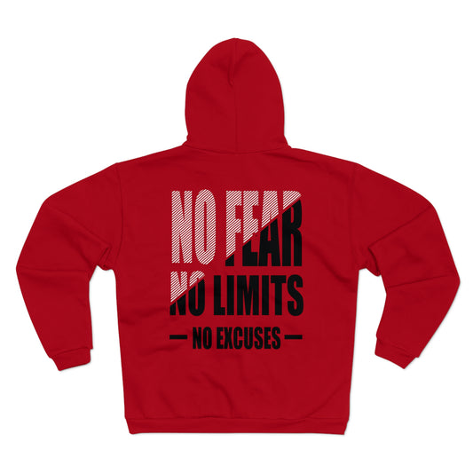 Motivational Zip Hoodie - "No Fear, No Limits, No Excuses"
