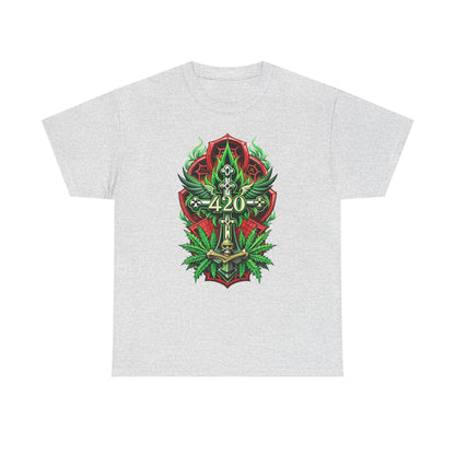 420 Cannabis Shield T-Shirt – Marijuana Leaf Stoner Graphic Tee