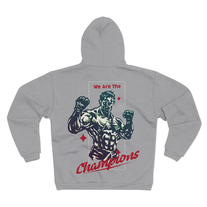 Unisex Hooded Zip Sweatshirt - We Are The Champions Design