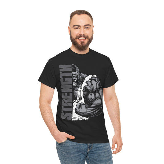 Strength Unisex Heavy Cotton Tee - Motivational Shirt for Fitness Enthusiasts Black