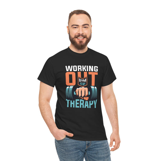 Working Out is My Therapy Unisex Heavy Cotton Tee - Fitness Motivational Shirt