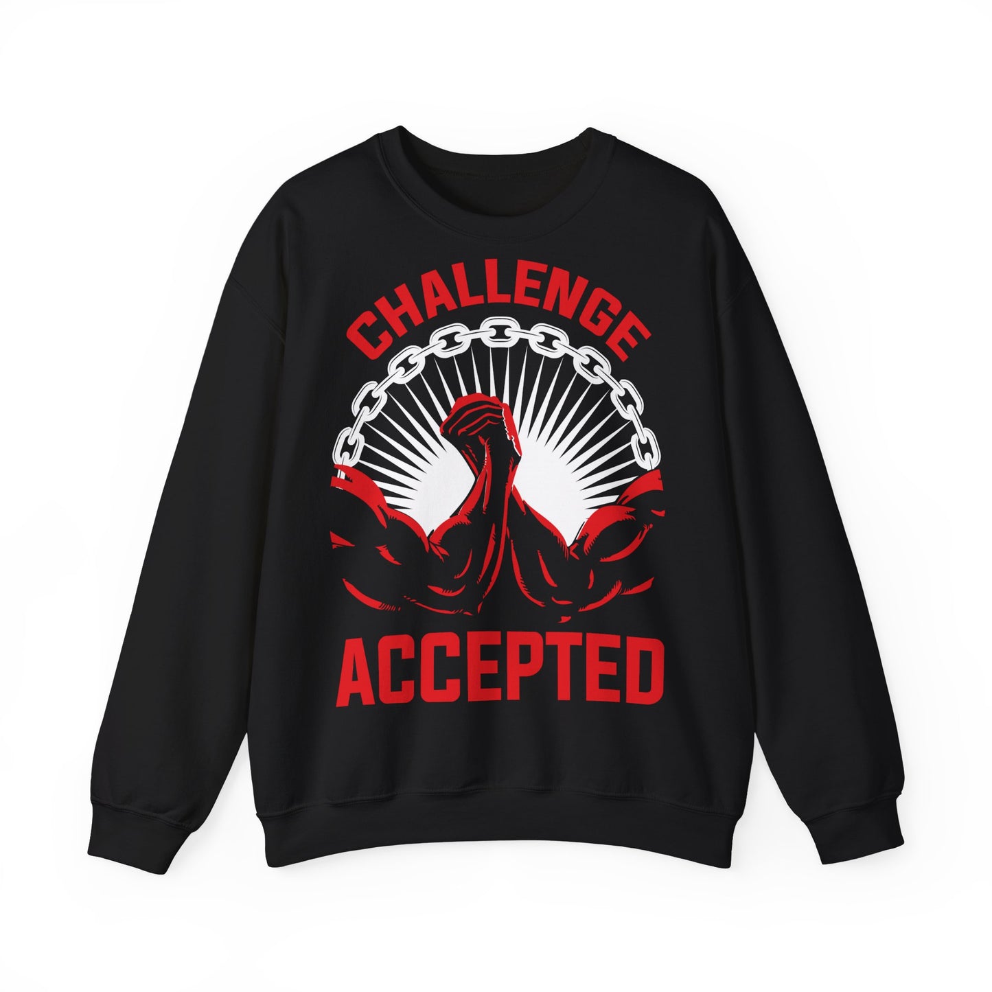 Motivational Crewneck Sweatshirt - 'Challenge Accepted' Black