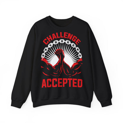 Motivational Crewneck Sweatshirt - 'Challenge Accepted' Black