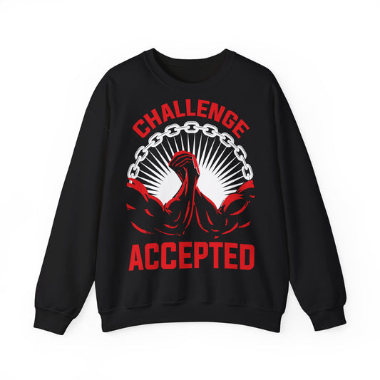 Motivational Crewneck Sweatshirt - 'Challenge Accepted' Black