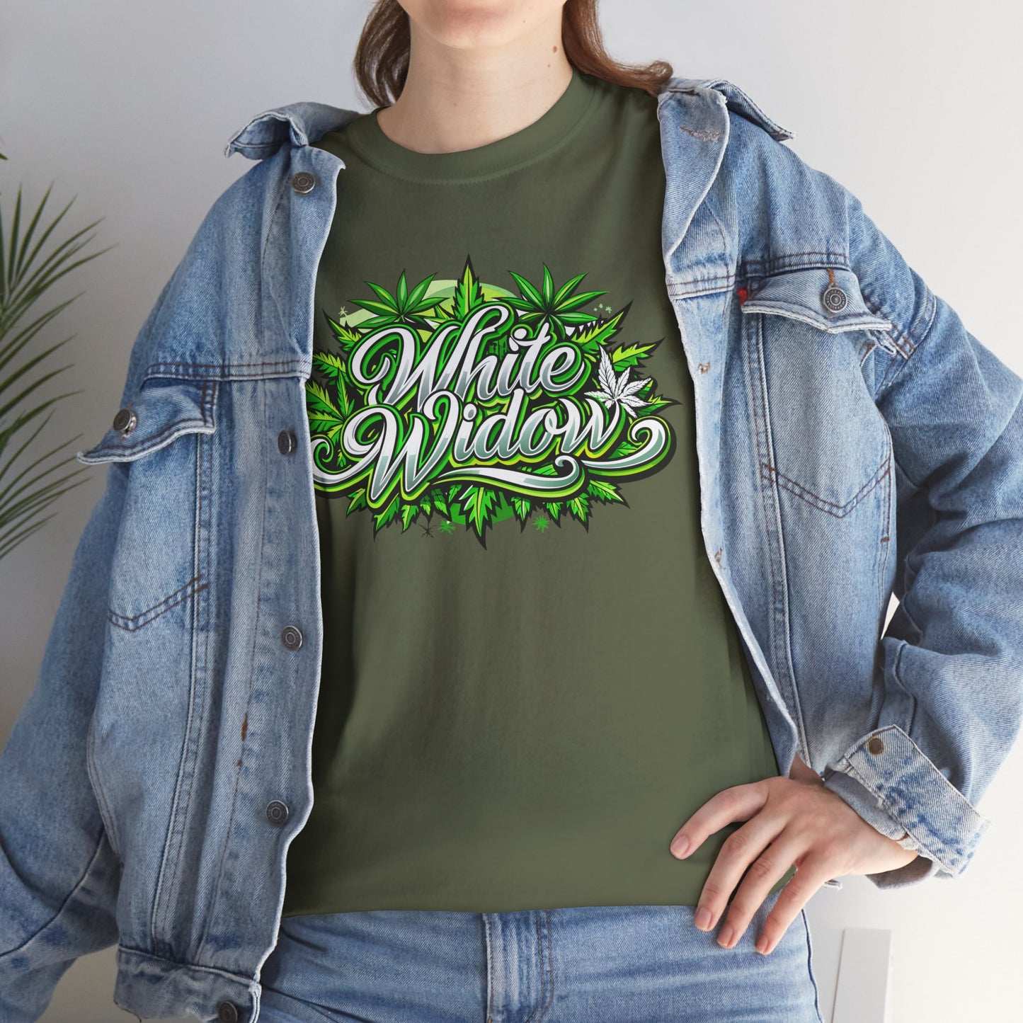 White Widow Graphic Tee — Cannabis Leaf Logo T-Shirt
