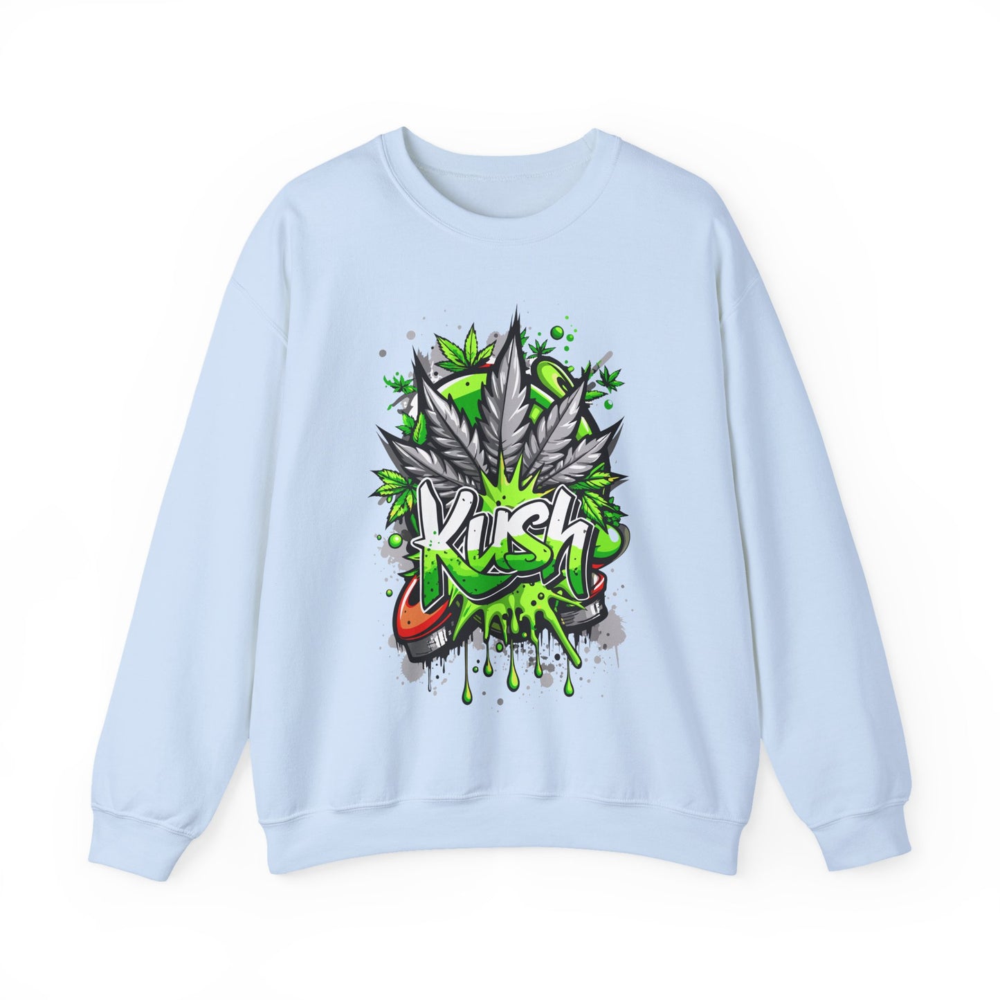 Kush Graffiti Sweatshirt — Green Cannabis Leaf Street Art