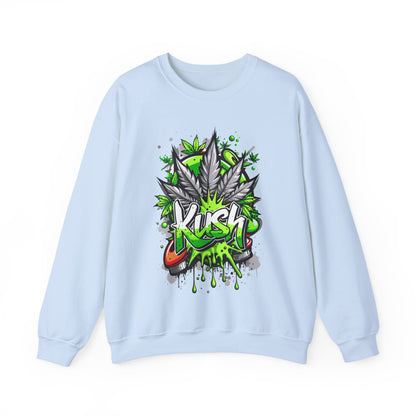 Kush Graffiti Sweatshirt — Green Cannabis Leaf Street Art