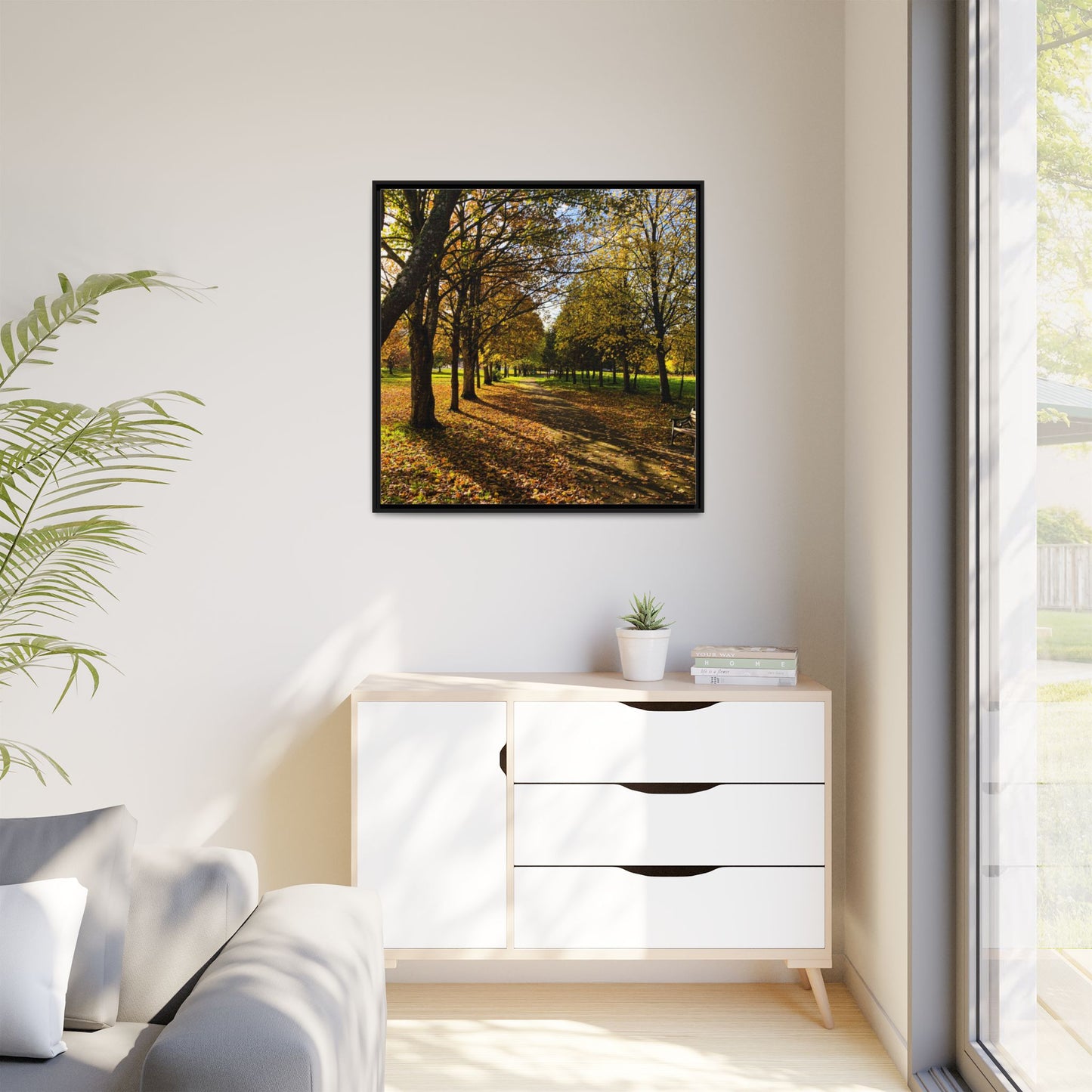 Listowel town Park Autumn Matte Canvas, Framed (Multi-color)