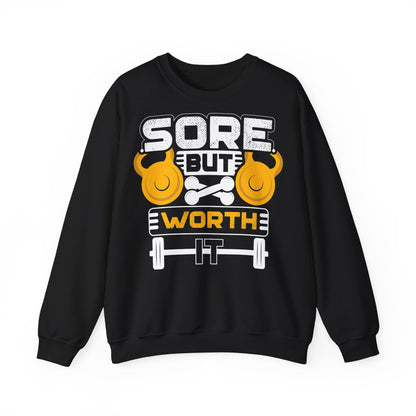Sore But Worth It Fitness Sweatshirt | Unisex Crewneck for Gym Lovers