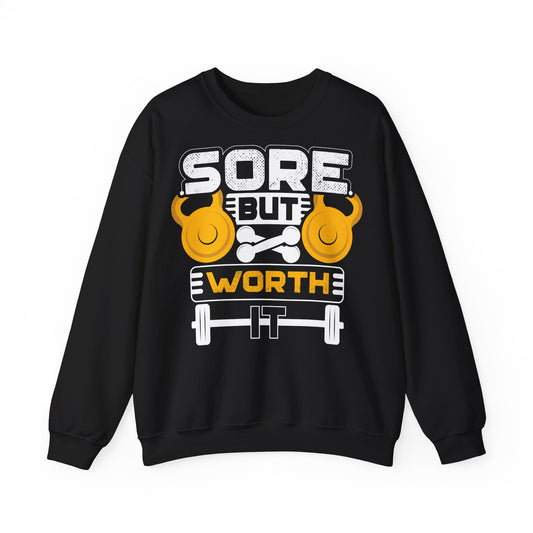 Sore But Worth It Fitness Sweatshirt | Unisex Crewneck for Gym Lovers