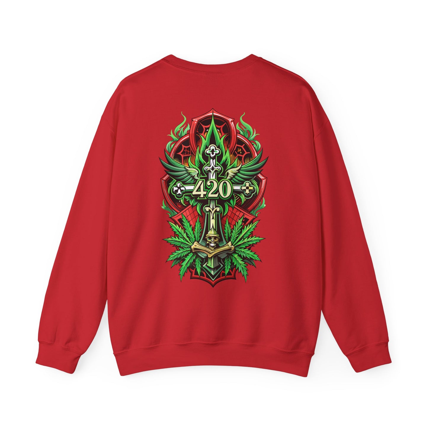 420 Cannabis Shield Sweatshirt – Marijuana Leaf Stoner Graphic