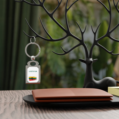 Custom Rectangle Photo Keyring - Personalized Keychain with Lietuva Design