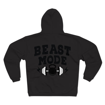 Beast Mode Unisex Hooded Zip Sweatshirt - Perfect for Fitness Enthusiasts