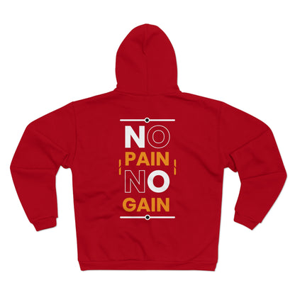 No Pain No Gain Unisex Hooded Zip Sweatshirt - Motivational Gym Wear