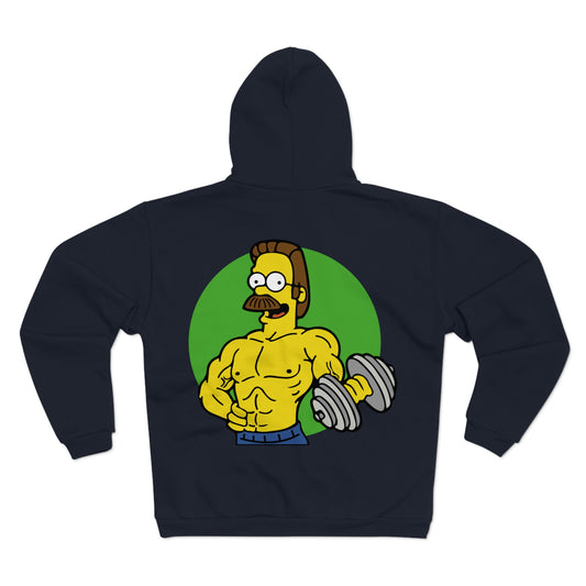 Funny Fitness Unisex Hooded Zip Sweatshirt with Cartoon Design