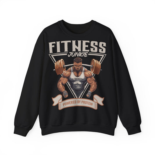 Fitness Junkie Unisex Heavy Blend™ Crewneck Sweatshirt - Powered by Protein