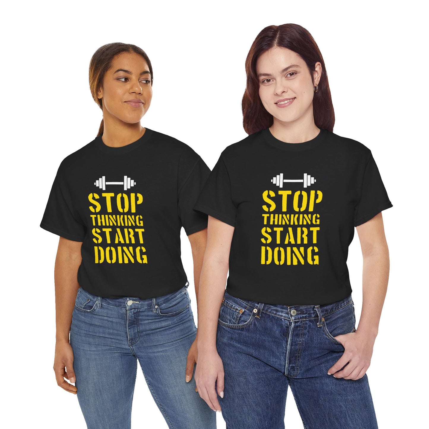 Motivational Unisex Heavy Cotton Tee - 'Stop Thinking Start Doing'