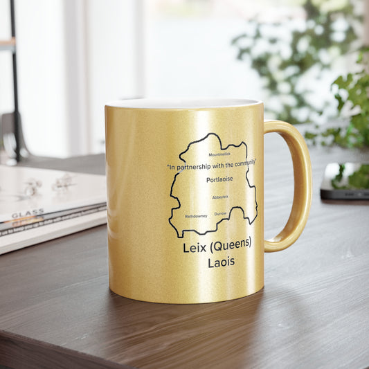 Laois County Metallic Colour Mug - Silver/Gold - Perfect Gift for Coffee Lovers