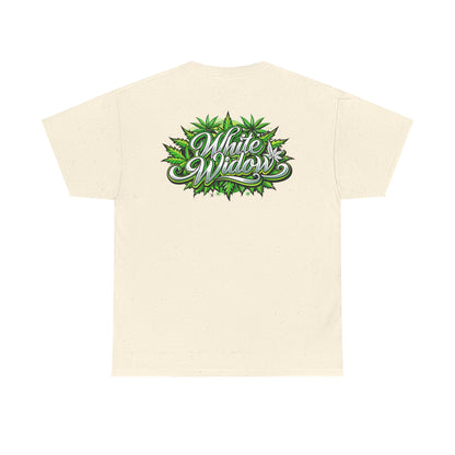 White Widow Graphic Tee — Cannabis Leaf Logo T-Shirt