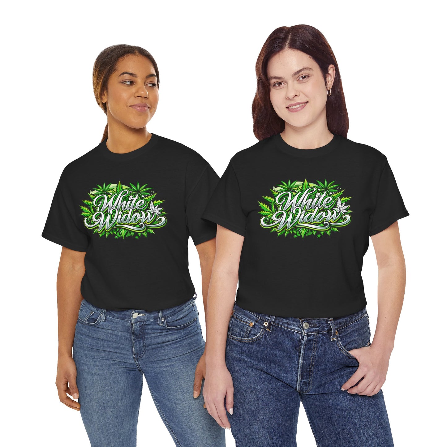 White Widow Graphic Tee — Cannabis Leaf Logo T-Shirt