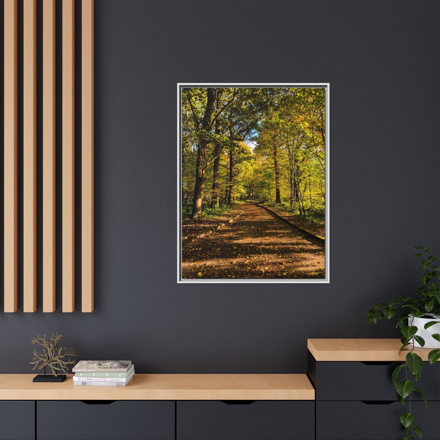 Listowel Town Park Autumn Matte Canvas, Framed (Multi-color)