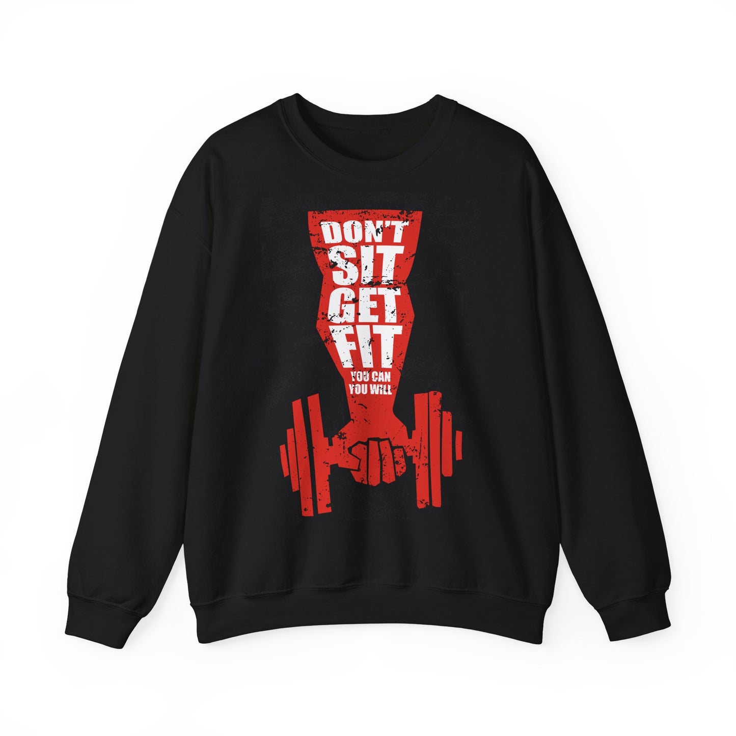Motivational Fitness Zip Sweatshirt - "Don't Sit, Get Fit"
